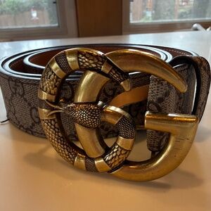 GG Marmont Snake Gold Buckle Belt Gold/Brass - See Description